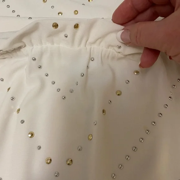 White House Black Market sleeveless dress with gold and silver beads, Size M - Picture 7 of 10